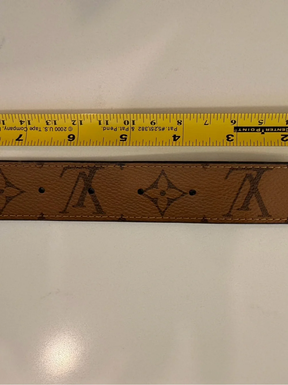 Louis Vuitton Brown Monogram Leather Belt with Gold LV Buckle